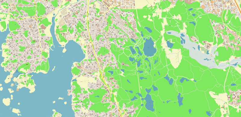 Gothenburg / Göteborg Sweden Vector Map High Detailed Editable Layered Adobe Illustrator
