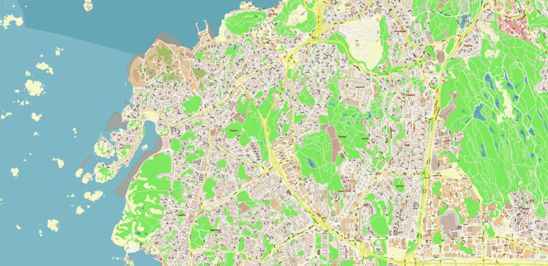 Gothenburg / Göteborg Sweden Vector Map High Detailed Editable Layered Adobe Illustrator