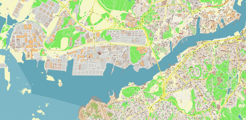 Gothenburg / Göteborg Sweden Vector Map High Detailed Editable Layered Adobe Illustrator