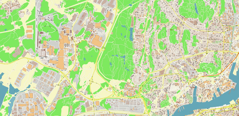 Gothenburg / Göteborg Sweden Vector Map High Detailed Editable Layered Adobe Illustrator