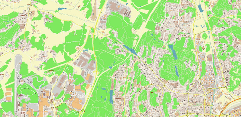 Gothenburg / Göteborg Sweden Vector Map High Detailed Editable Layered Adobe Illustrator