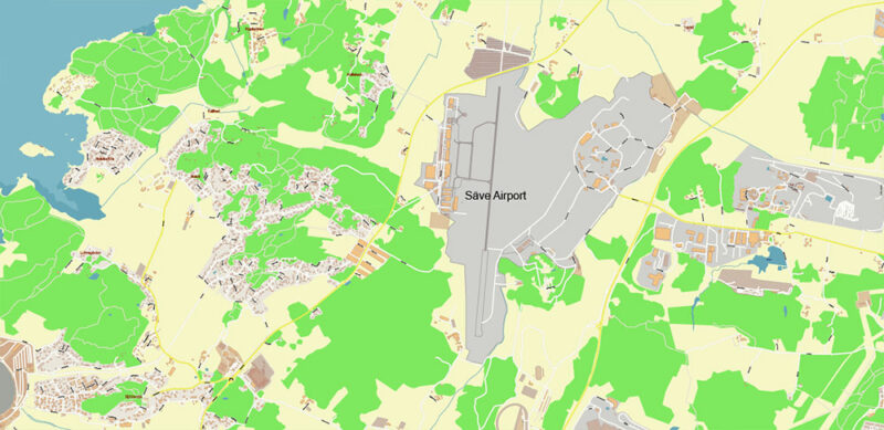 Gothenburg / Göteborg Sweden Vector Map High Detailed Editable Layered Adobe Illustrator