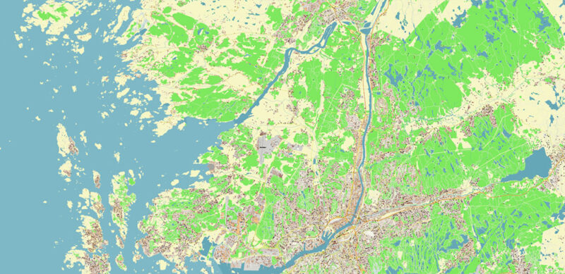 Gothenburg / Göteborg Sweden Vector Map High Detailed Editable Layered Adobe Illustrator