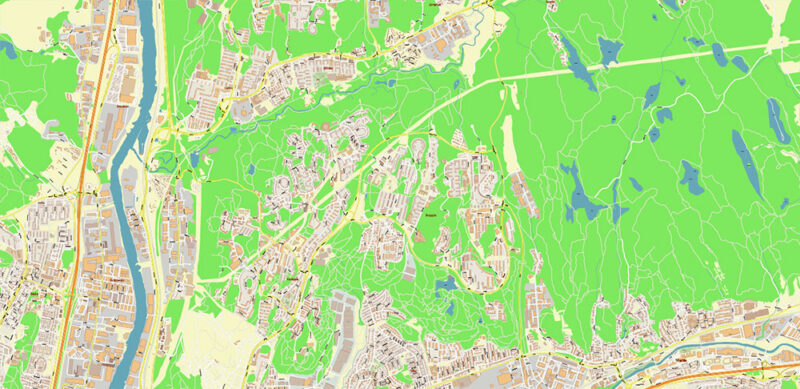 Gothenburg / Göteborg Sweden Vector Map High Detailed Editable Layered Adobe Illustrator
