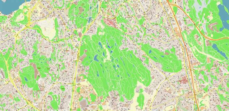 Gothenburg / Göteborg Sweden Vector Map High Detailed Editable Layered Adobe Illustrator