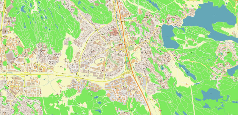 Gothenburg / Göteborg Sweden Vector Map High Detailed Editable Layered Adobe Illustrator