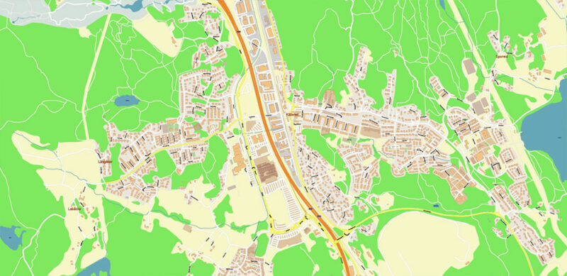 Gothenburg / Göteborg Sweden Vector Map High Detailed Editable Layered Adobe Illustrator