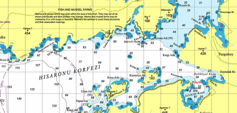 Marmaris area Marine chart West Part Turkey Vector Map high detailed editable layered Adobe Illustrator