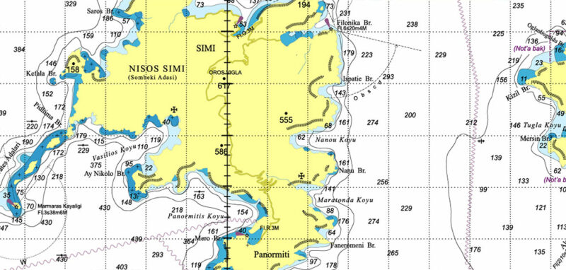Marmaris area Marine chart West Part Turkey Vector Map high detailed editable layered Adobe Illustrator