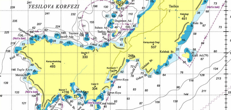 Marmaris area Marine chart West Part Turkey Vector Map high detailed editable layered Adobe Illustrator
