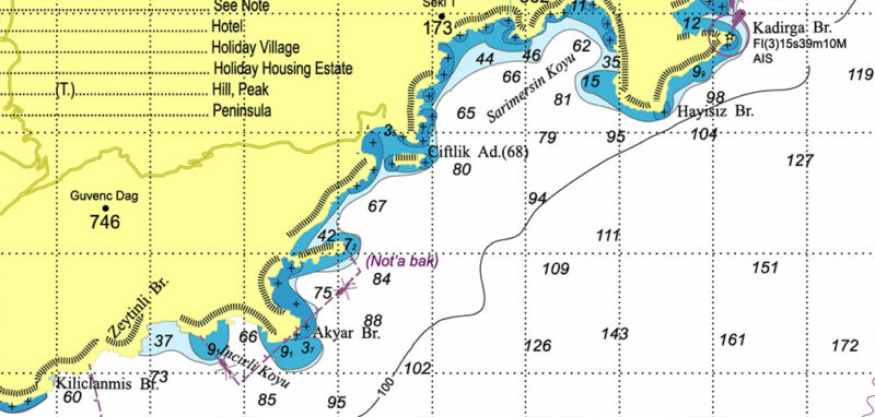 Marmaris area Marine chart West Part Turkey Vector Map high detailed editable layered Adobe Illustrator