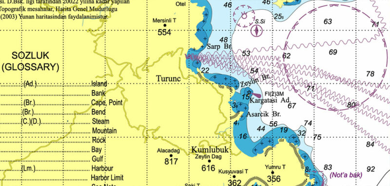 Marmaris area Marine chart West Part Turkey Vector Map high detailed editable layered Adobe Illustrator
