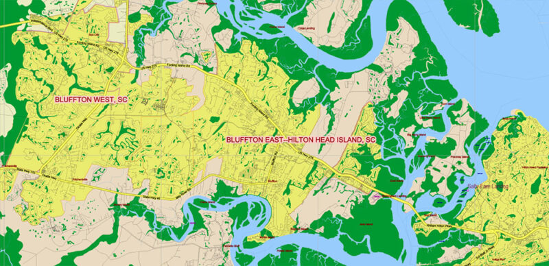 _South Carolina US Vector Map exact extra High Detailed: all Streets Roads Counties and Zipcodes fully editable Adobe Illustrator
