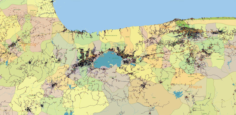 Venezuela High Detailed Vector Map: Admin, Roads, Cities and Towns Editable Layered Adobe Illustrator
