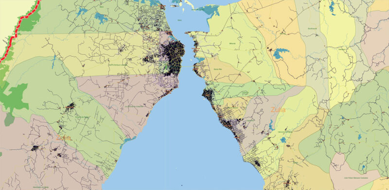 Venezuela High Detailed Vector Map: Admin, Roads, Cities and Towns Editable Layered Adobe Illustrator