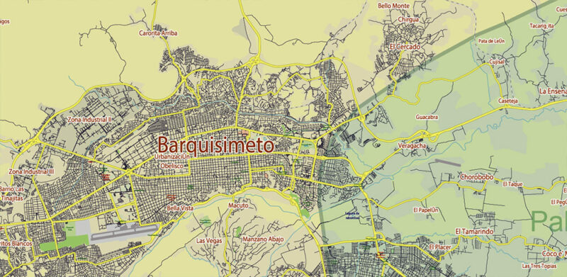 Venezuela High Detailed Vector Map: Admin, Roads, Cities and Towns Editable Layered Adobe Illustrator
