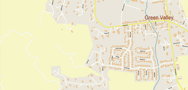 Napa + surrounding areas, California USA High Detailed Vector Map Editable Layered Adobe Illustrator