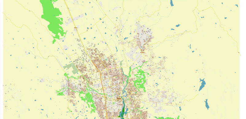 Napa + surrounding areas, California USA High Detailed Vector Map Editable Layered Adobe Illustrator