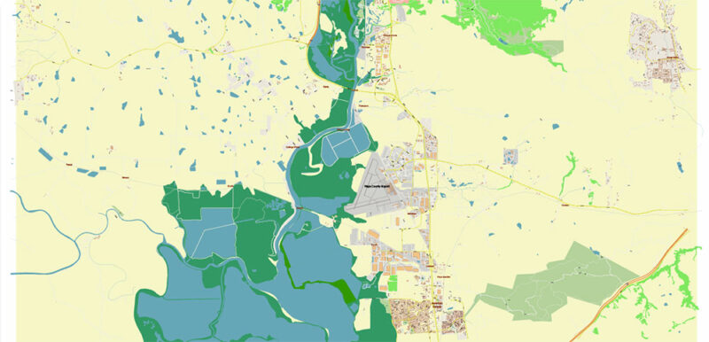 Napa + surrounding areas, California USA High Detailed Vector Map Editable Layered Adobe Illustrator