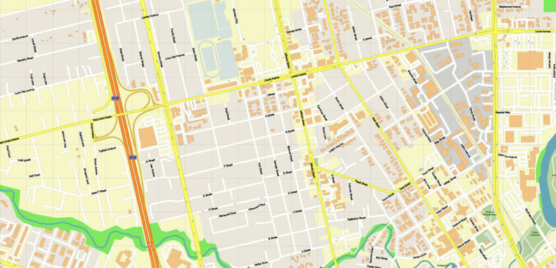 Napa + surrounding areas, California USA High Detailed Vector Map Editable Layered Adobe Illustrator