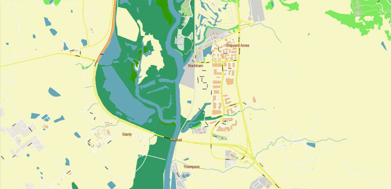 Napa + surrounding areas, California USA High Detailed Vector Map Editable Layered Adobe Illustrator