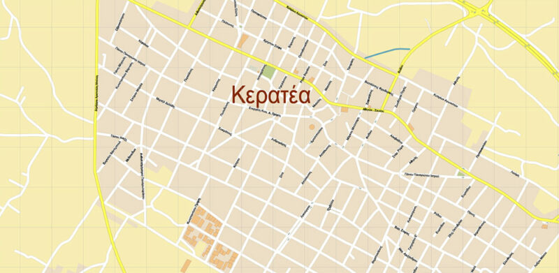 Vari + surrounding areas, Greece High Detailed Vector Map Editable Layered Adobe Illustrator