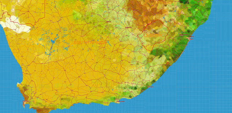 Africa full Vector Map high detailed road and political + Forest Layer, editable layered in Adobe Illustrator
