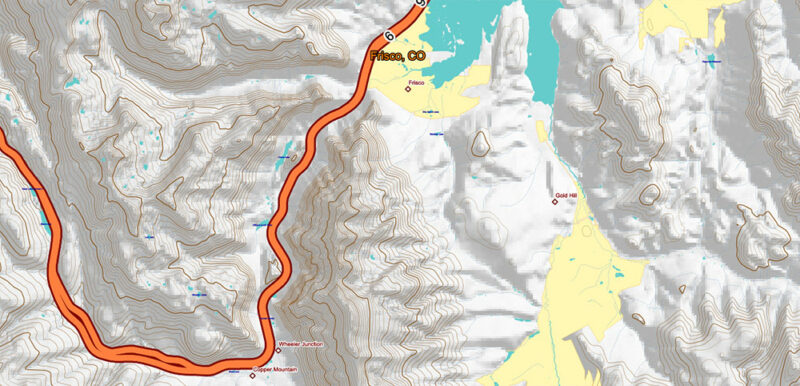Colorado Full State US Relief Vector Map: Full Extra High Detailed (main roads, water objects, relief isolines) editable Adobe Illustrator in layers