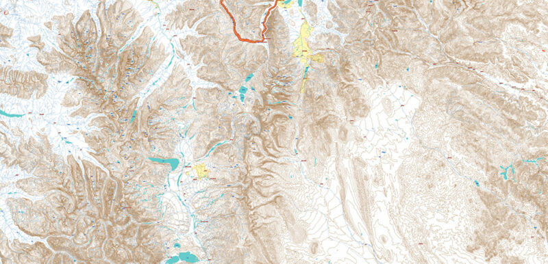 Colorado Full State US Relief Vector Map: Full Extra High Detailed (main roads, water objects, relief isolines) editable Adobe Illustrator in layers