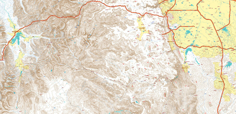 Colorado Full State US Relief Vector Map: Full Extra High Detailed (main roads, water objects, relief isolines) editable Adobe Illustrator in layers