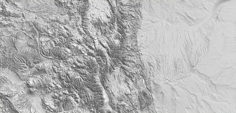 Colorado Full State US Relief Vector Map: Full Extra High Detailed (main roads, water objects, relief isolines) editable Adobe Illustrator in layers
