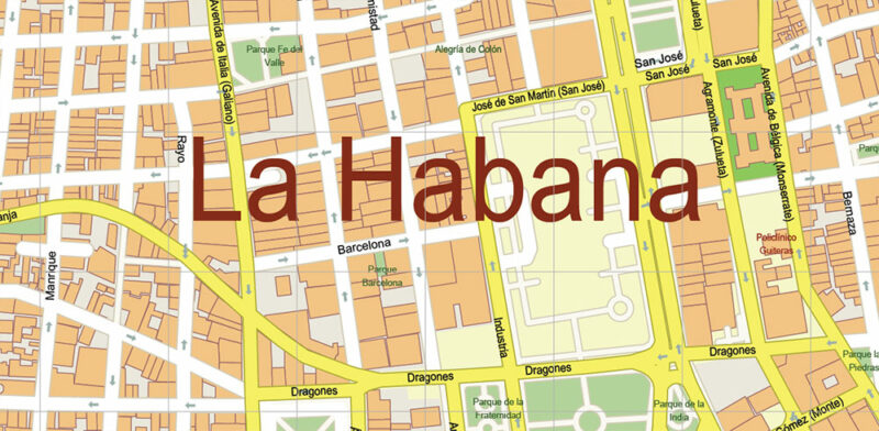 Havana / La Habana Cuba Vector Map Extra High Detailed Editable Layered Adobe Illustrator