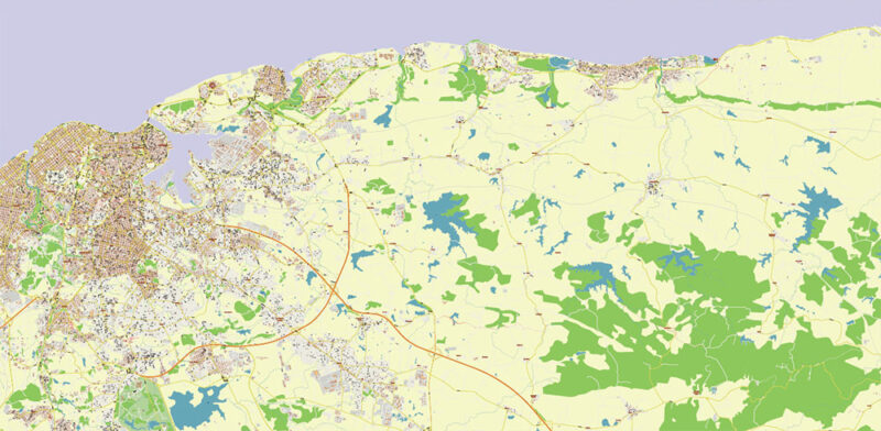 Havana / La Habana Cuba Vector Map Extra High Detailed Editable Layered Adobe Illustrator
