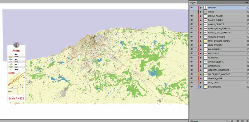 Havana / La Habana Cuba Vector Map Extra High Detailed Editable Layered Adobe Illustrator