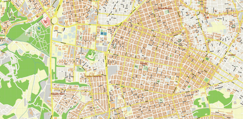 Havana / La Habana Cuba Vector Map Extra High Detailed Editable Layered Adobe Illustrator