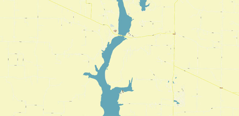 Brookville + Liberty, Indiana USA High Detailed Vector Map Editable Layered Adobe Illustrator