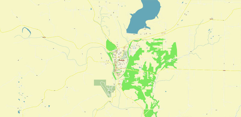 Brookville + Liberty, Indiana USA High Detailed Vector Map Editable Layered Adobe Illustrator