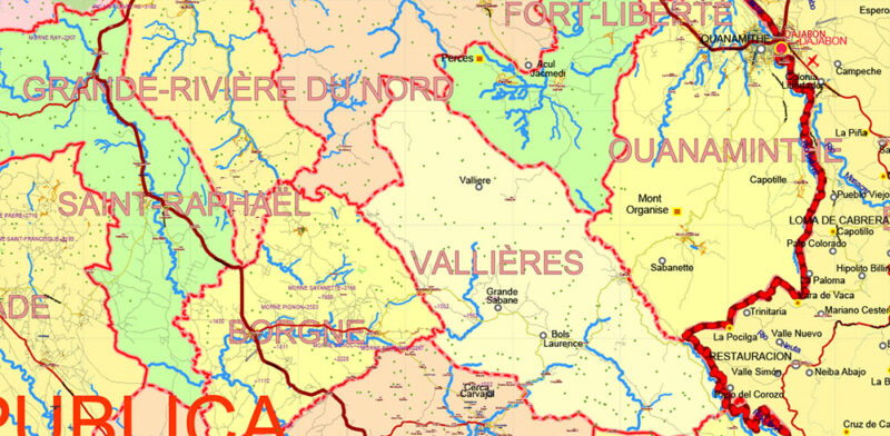 Haiti Full Country Extra High Detailed Vector Map Editable Layered Adobe Illustrator