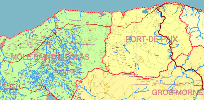 Haiti Full Country Extra High Detailed Vector Map Editable Layered Adobe Illustrator