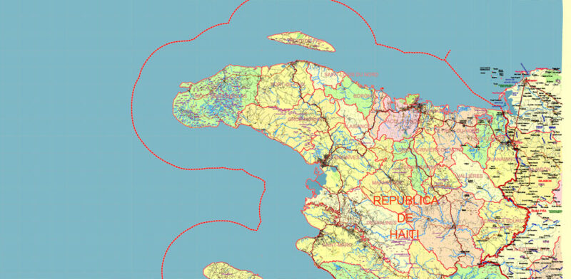 Haiti Full Country Extra High Detailed Vector Map Editable Layered Adobe Illustrator