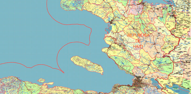 Haiti Full Country Extra High Detailed Vector Map Editable Layered Adobe Illustrator