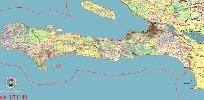 Haiti Full Country Extra High Detailed Vector Map Editable Layered Adobe Illustrator