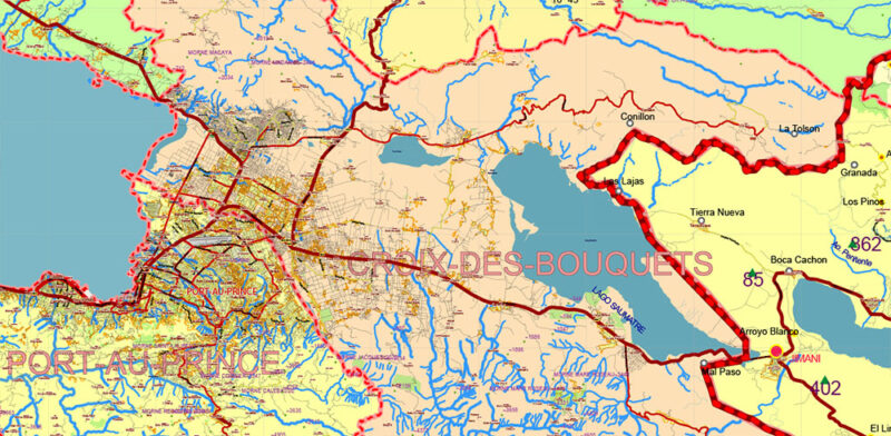 Haiti Full Country Extra High Detailed Vector Map Editable Layered Adobe Illustrator