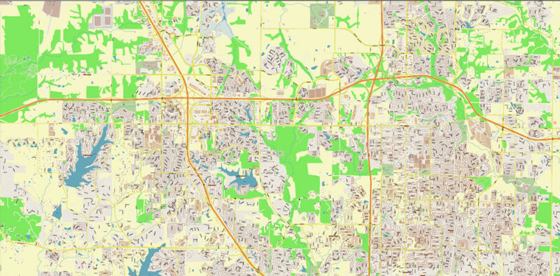 Kansas City Metro Area Missouri USA 2025 Vector Map Exact Extra High Detailed Street Map Adobe Illustrator in layers