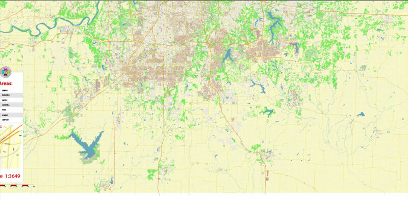 Kansas City Metro Area Missouri USA 2025 Vector Map Exact Extra High Detailed Street Map Adobe Illustrator in layers