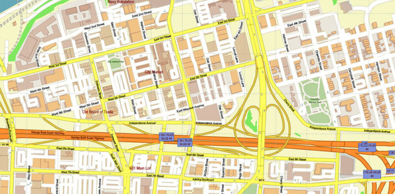 Kansas City Metro Area Missouri USA 2025 Vector Map Exact Extra High Detailed Street Map Adobe Illustrator in layers