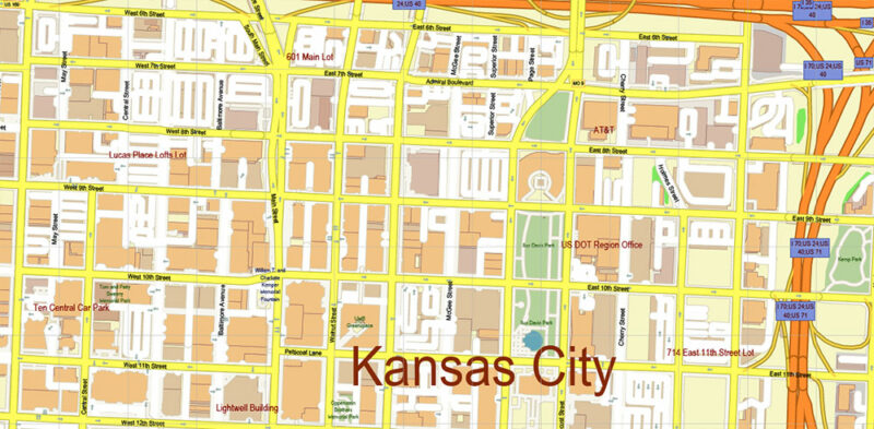 Kansas City Metro Area Missouri USA 2025 Vector Map Exact Extra High Detailed Street Map Adobe Illustrator in layers