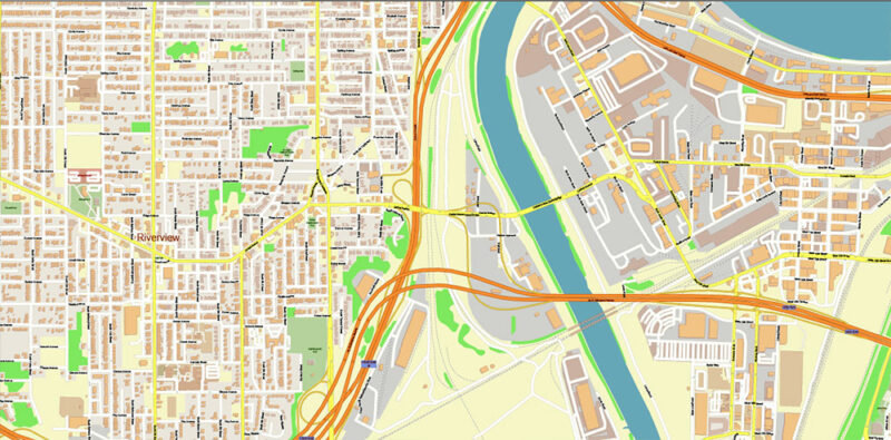 Kansas City Metro Area Missouri USA 2025 Vector Map Exact Extra High Detailed Street Map Adobe Illustrator in layers
