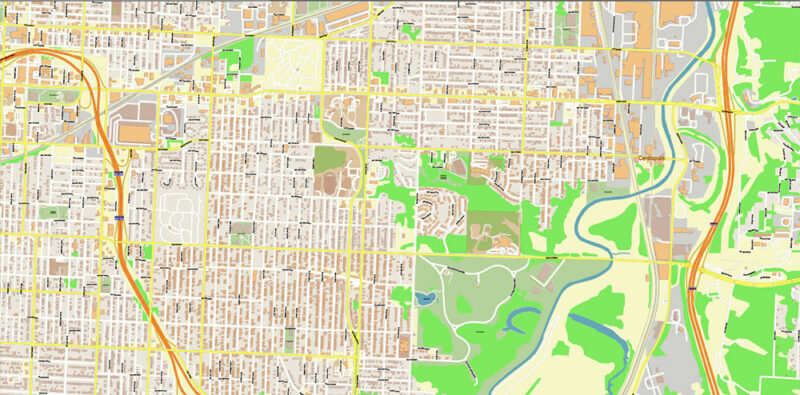 Kansas City Metro Area Missouri USA 2025 Vector Map Exact Extra High Detailed Street Map Adobe Illustrator in layers