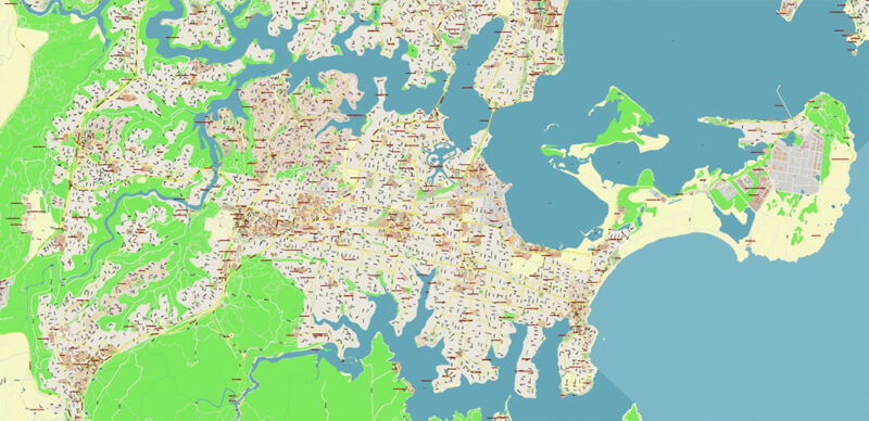 Sydney Metro Area Australia 2025 Vector Map Exact Extra High Detailed Street Map Adobe Illustrator in layers